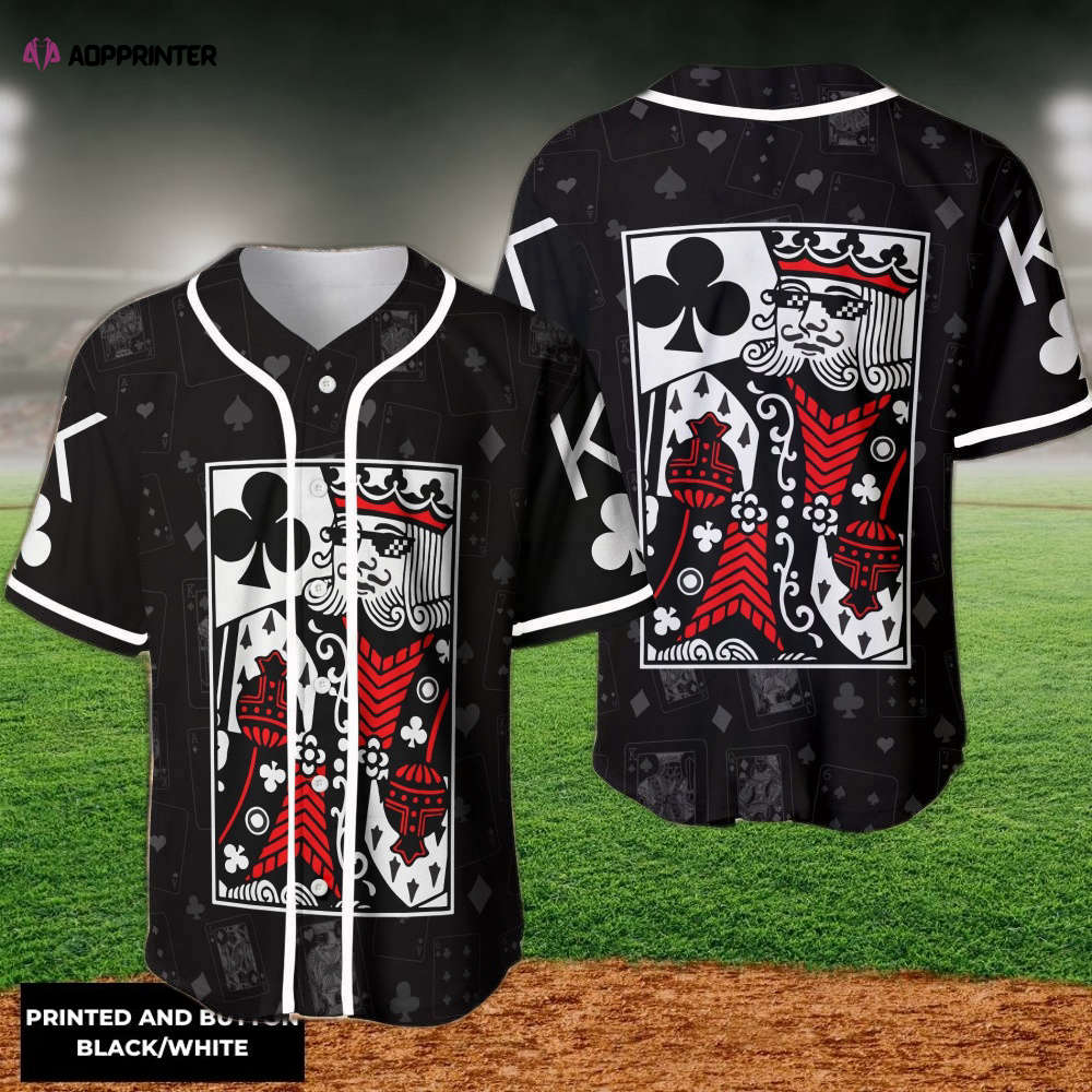 Poker King Card Casino Baseball Jersey – Stylish & Lucky Casino-themed Apparel Poker King Card Casino Baseball Jersey – Stylish & Lucky Casino-themed Apparel
