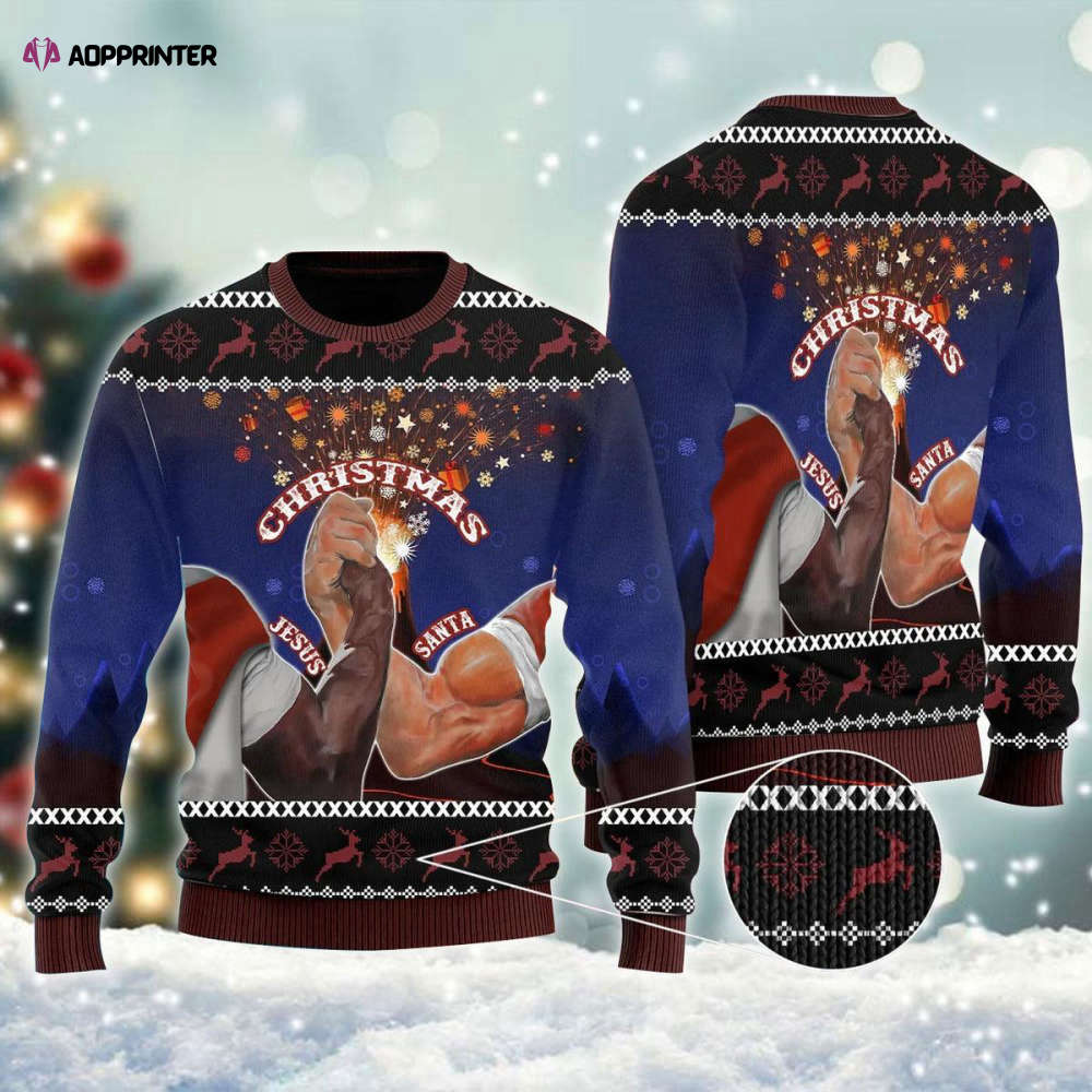 Santa And Jesus Christmas Ugly Sweater Santa And Jesus Christmas Ugly Sweater