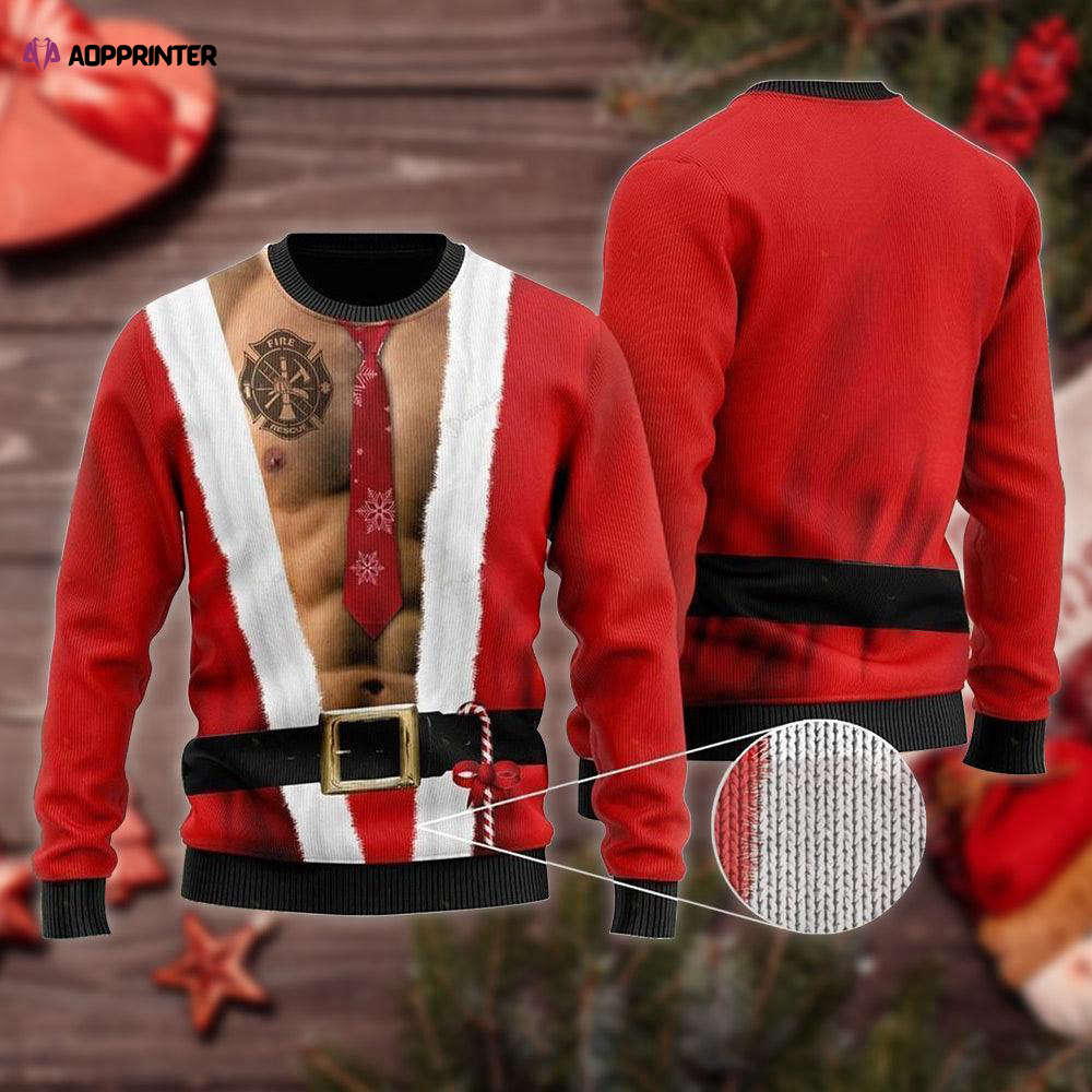Santa Firefighter Tattoo Six Packs Body Ugly Sweater Santa Firefighter Tattoo Six Packs Body Ugly Sweater