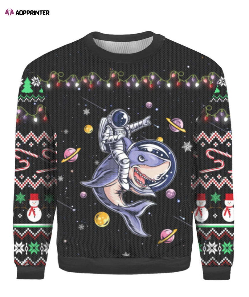 Space Shark Ugly Christmas Sweater: Funny Astronauts in Hilarious Adventure! Space Shark Ugly Christmas Sweater: Funny Astronauts in Hilarious Adventure!
