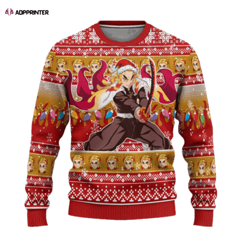 Stay Festive with Kyojuro Rengoku Ugly Christmas Sweater - Limited Edition