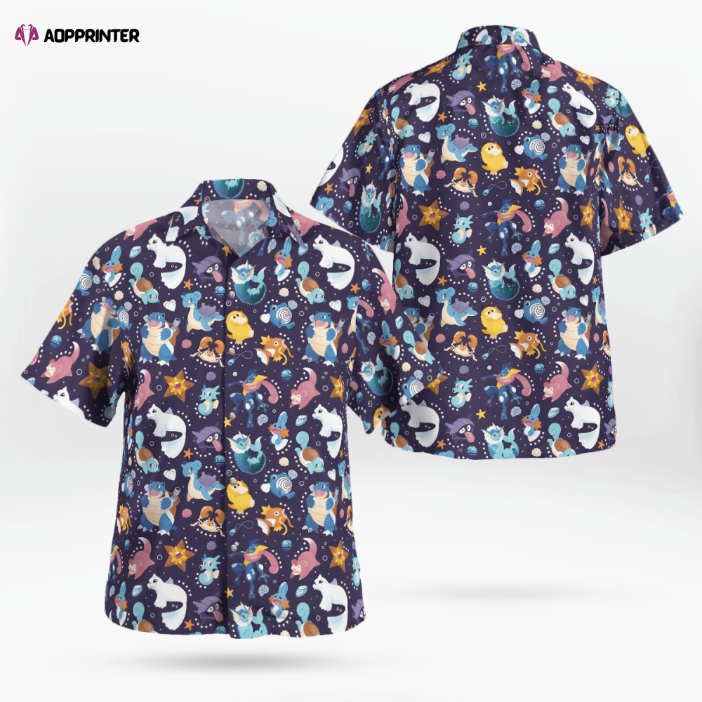 Stylish Water Type Pokemon Hawaiian Shirt – Catch the Waves! Stylish Water Type Pokemon Hawaiian Shirt – Catch the Waves!