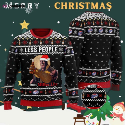 Cart 2 Thanos Less People More Miller Lite Ugly Christmas Sweater Hoodie All Over Printed