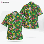 Tropical Green Pokemon Hawaiian Shirt: Stylish & Vibrant Summer Wear