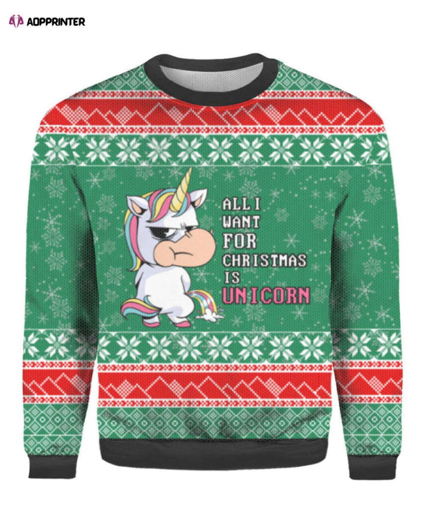 Unicorn Ugly Christmas Sweater – All I Want For Christmas Festive & Fun Holiday Attire Unicorn Ugly Christmas Sweater – All I Want For Christmas Festive & Fun Holiday Attire