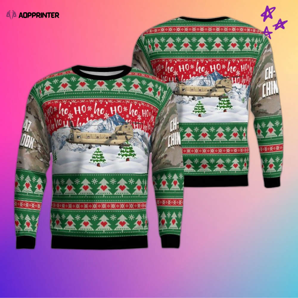 US Army CH-47F Chinook Ugly Christmas Sweater: Festive Military Apparel US Army CH-47F Chinook Ugly Christmas Sweater: Festive Military Apparel