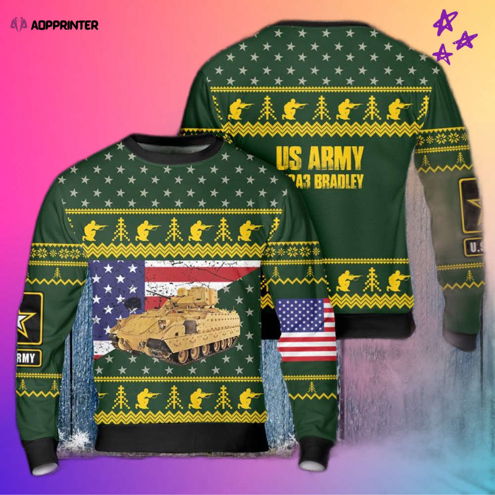 Get Festive with the US Army M2A3 Bradley Ugly Christmas Sweater Get Festive with the US Army M2A3 Bradley Ugly Christmas Sweater