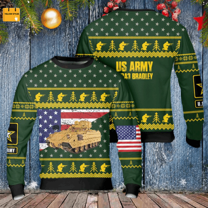 Get Festive with the US Army M2A3 Bradley Ugly Christmas Sweater