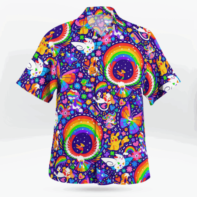 Vibrant Multicolor Pokemon Hawaiian Shirt – Catch em All in Style!