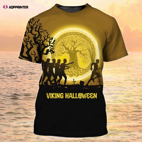 Cart 3 Viking Halloween Pattern Sublimation On Shirt 3D Halloween Shirt For Viking Lover
