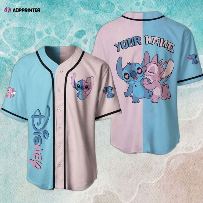Vintage Disney Stitch and Angel Personalized Jersey Shirt – Stitch Nope Baseball Jersey