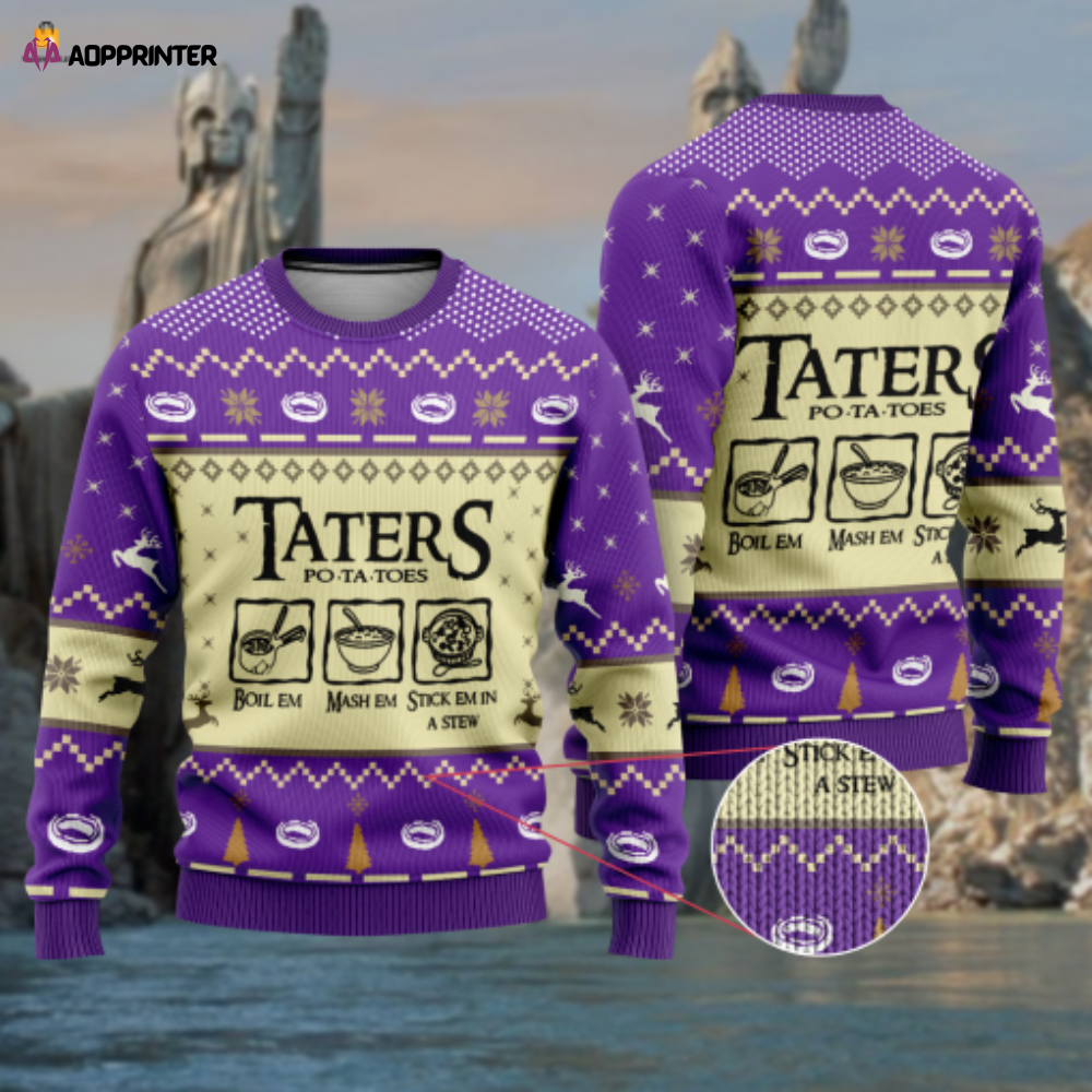 Violet Ugly Christmas Sweater – Lost of the Ring Taters: Festive & Fun Apparel Violet Ugly Christmas Sweater – Lost of the Ring Taters: Festive & Fun Apparel