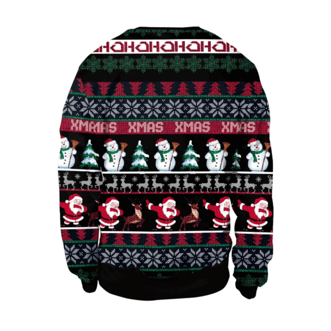 Xmas Santa And Snowman Ugly Sweater