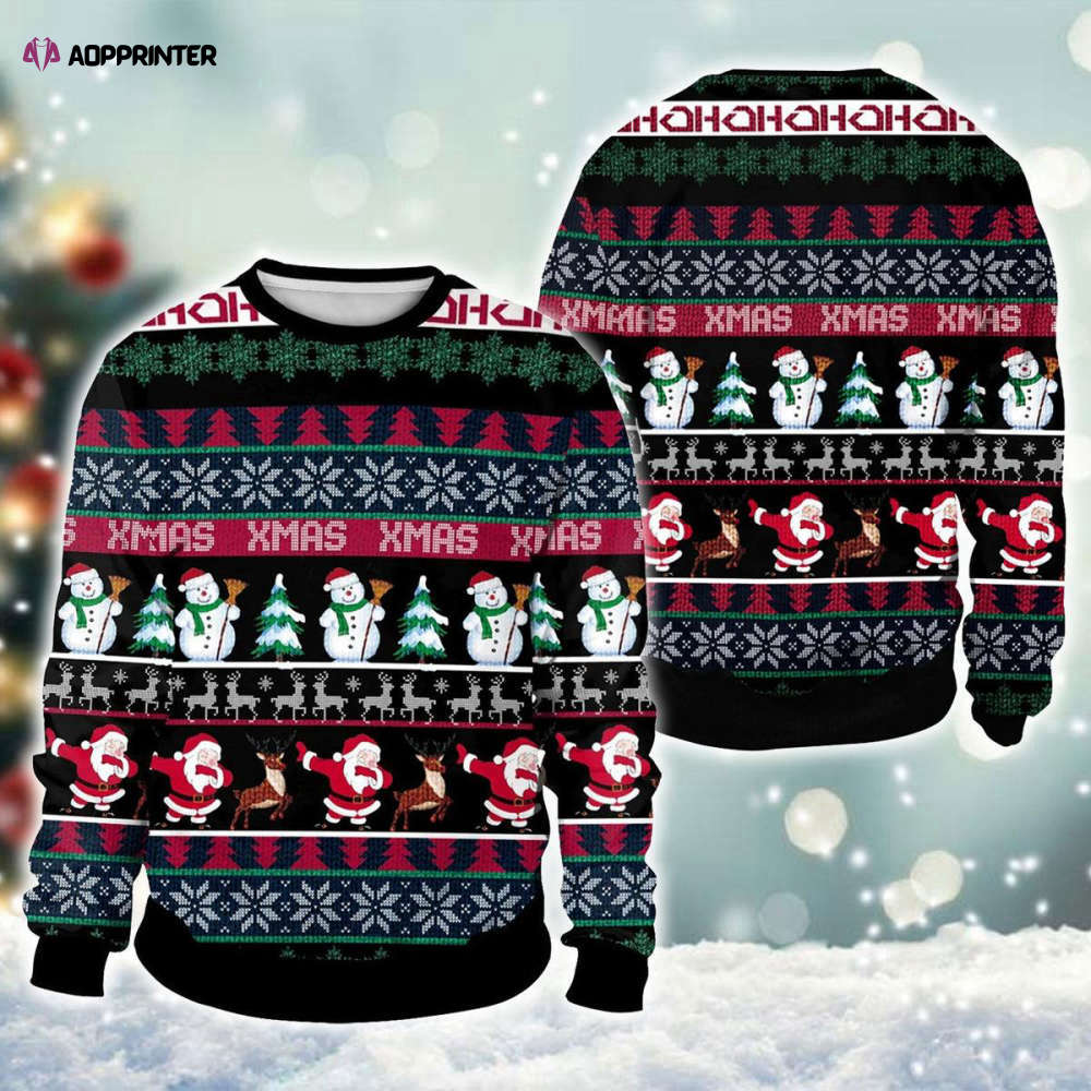 Xmas Santa And Snowman Ugly Sweater Xmas Santa And Snowman Ugly Sweater