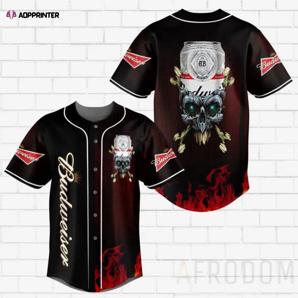 Budweiser Baseball Jersey with Skull Design: Stylish and Unique Statement Piece Budweiser Baseball Jersey with Skull Design: Stylish and Unique Statement Piece