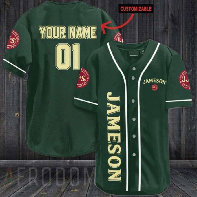 Personalized Green Jameson Whiskey Baseball Jersey