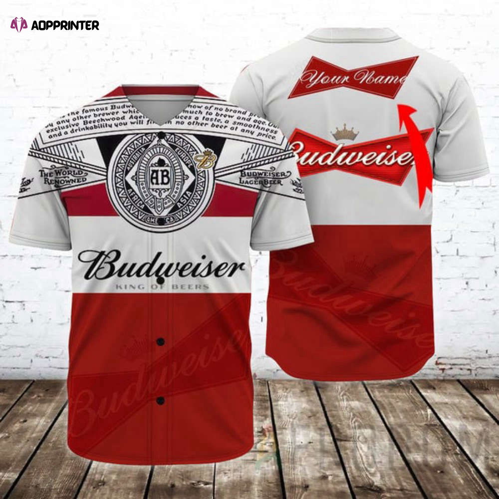 Personalized Retro Budweiser Beer Baseball Jersey Personalized Retro Budweiser Beer Baseball Jersey