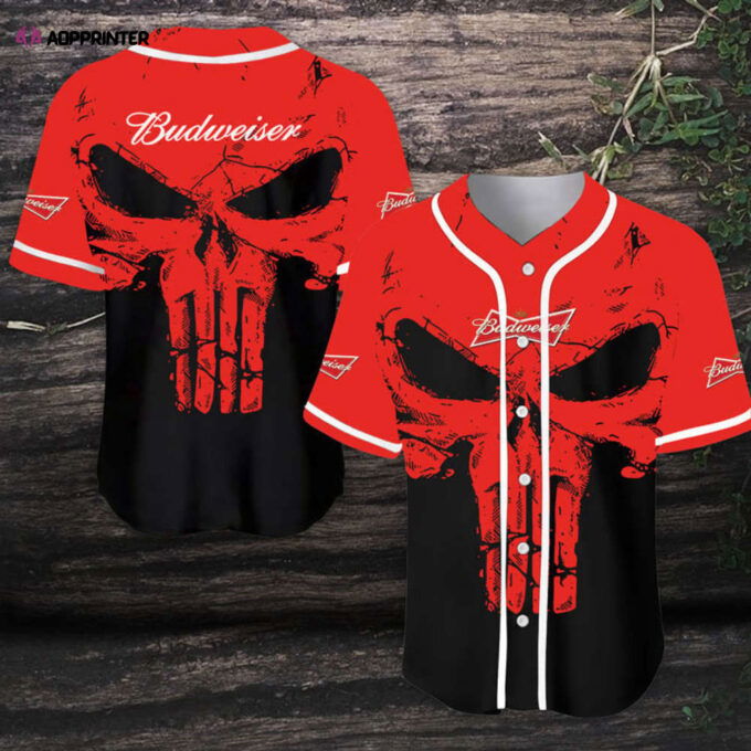 Retro Skull Budweiser Beer Baseball Jersey