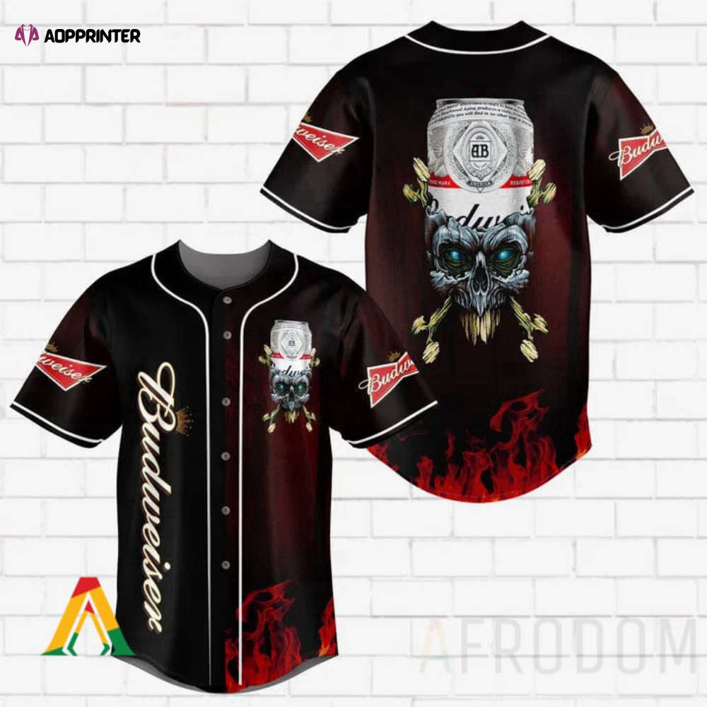 Skull With Budweiser Baseball Jersey Skull With Budweiser Baseball Jersey