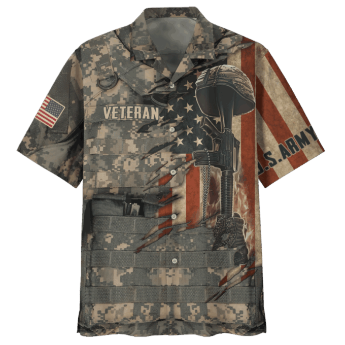Us Army Veteran Gun Hawaiian Shirt