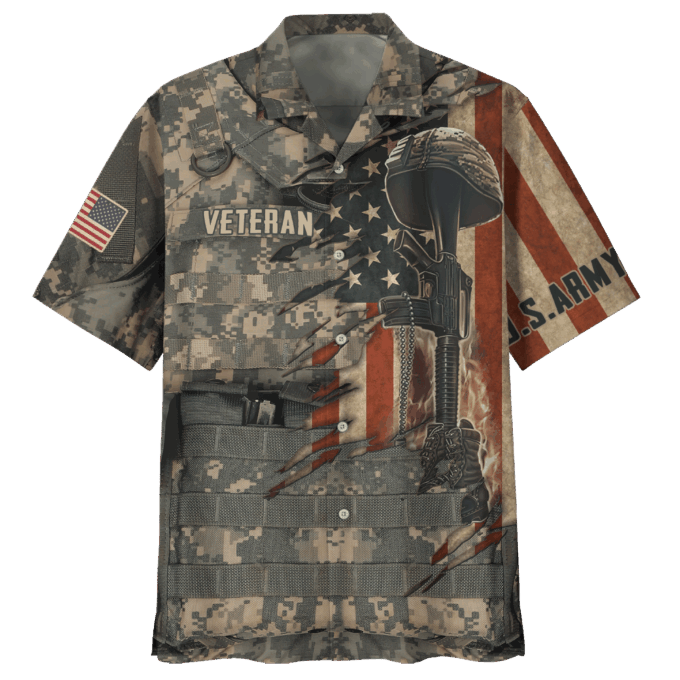 Us Army Veteran Gun Hawaiian Shirt