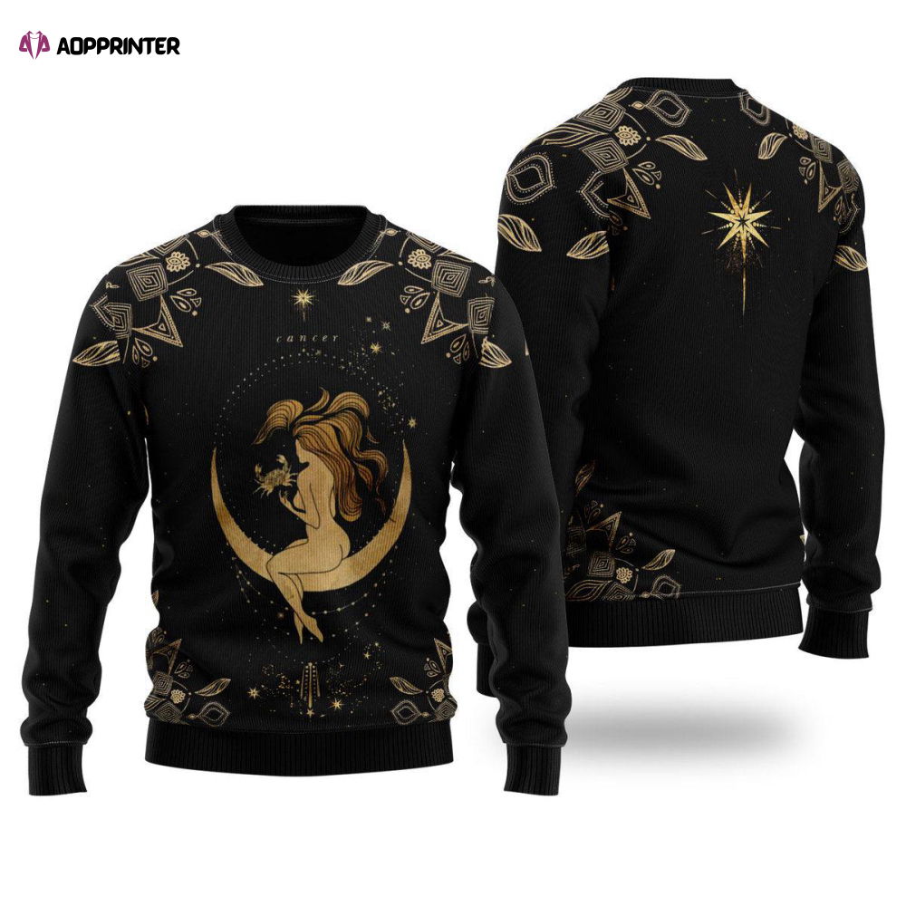 Cancer Golden Zodiac Ugly Christmas Sweater – Unisex – UH2054 Cancer Golden Zodiac Ugly Christmas Sweater – Unisex – UH2054