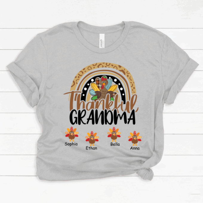 Chillever Personalized Thankful Grandma With Grandkids Thanksgiving Shirt Classic Canvas