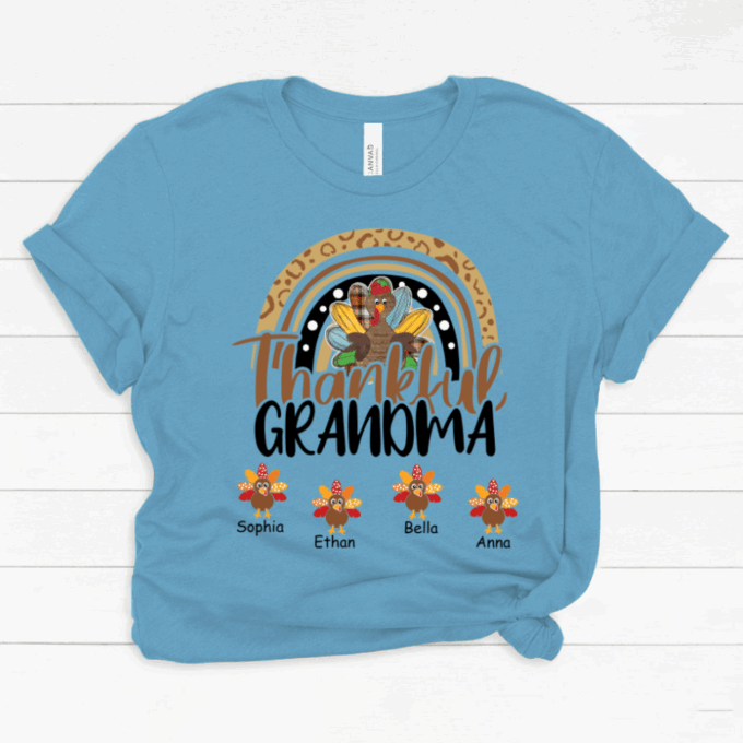 Chillever Personalized Thankful Grandma With Grandkids Thanksgiving Shirt Classic Canvas