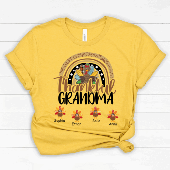 Chillever Personalized Thankful Grandma With Grandkids Thanksgiving Shirt Classic Canvas