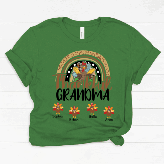 Chillever Personalized Thankful Grandma With Grandkids Thanksgiving Shirt Classic Canvas