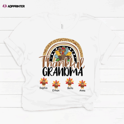 Chillever Personalized Thankful Grandma With Grandkids Thanksgiving Shirt Classic Canvas