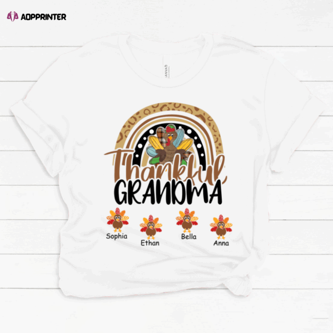 Chillever Personalized Thankful Grandma With Grandkids Thanksgiving Shirt Classic Canvas