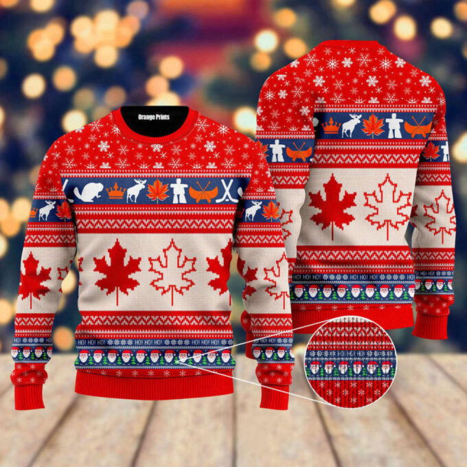 Christmas Canada Maple Leaf Ugly Christmas Sweater For Men & Women UH1050