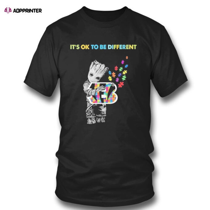 Cincinnati Bengals Groot Hug Autism Its Ok To Be Different Shirt
