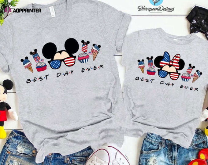 Disney American Head 4th of July Mickey Minnie Best Day Ever Matching T-Shirt