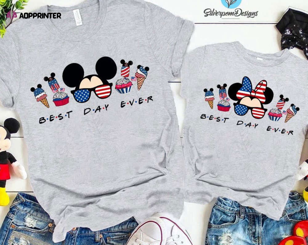 Disney American Head 4th of July Mickey Minnie Best Day Ever Matching T-Shirt Disney American Head 4th of July Mickey Minnie Best Day Ever Matching T-Shirt