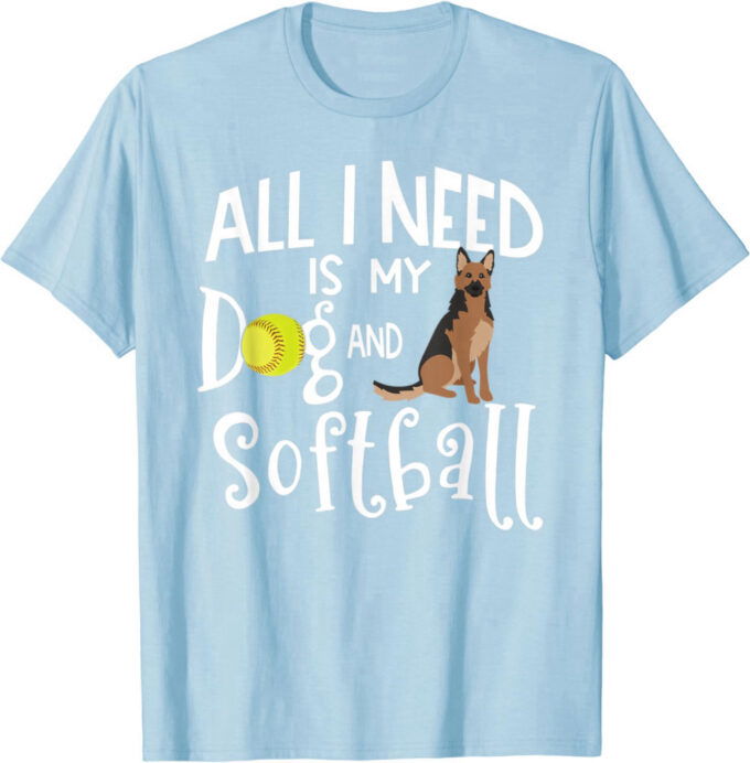 German Shepherd Dog Softball Player Gift T-Shirt