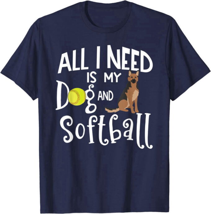 German Shepherd Dog Softball Player Gift T-Shirt