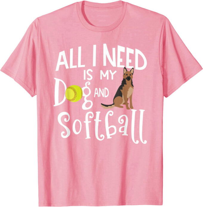 German Shepherd Dog Softball Player Gift T-Shirt