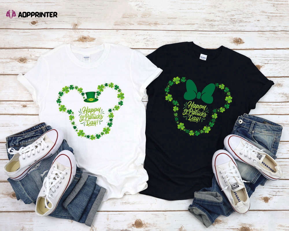 Happy Patricks Day With Mickey Shirt, Patricks Day Couple Outfits, St Patricks Day Disney Trip Happy Patricks Day With Mickey Shirt, Patricks Day Couple Outfits, St Patricks Day Disney Trip