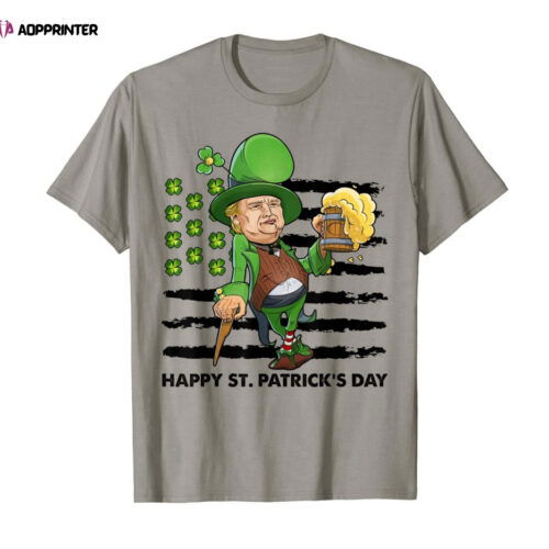 Happy St. Patrick's Day Trump Leprechaun Shamrock USA Flag T-Shirt
