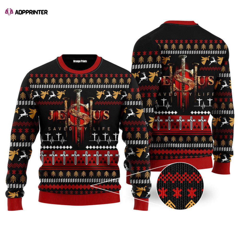 Jesus Saved My Life Ugly Christmas Sweater for Men & Women UH1142 Jesus Saved My Life Ugly Christmas Sweater for Men & Women UH1142