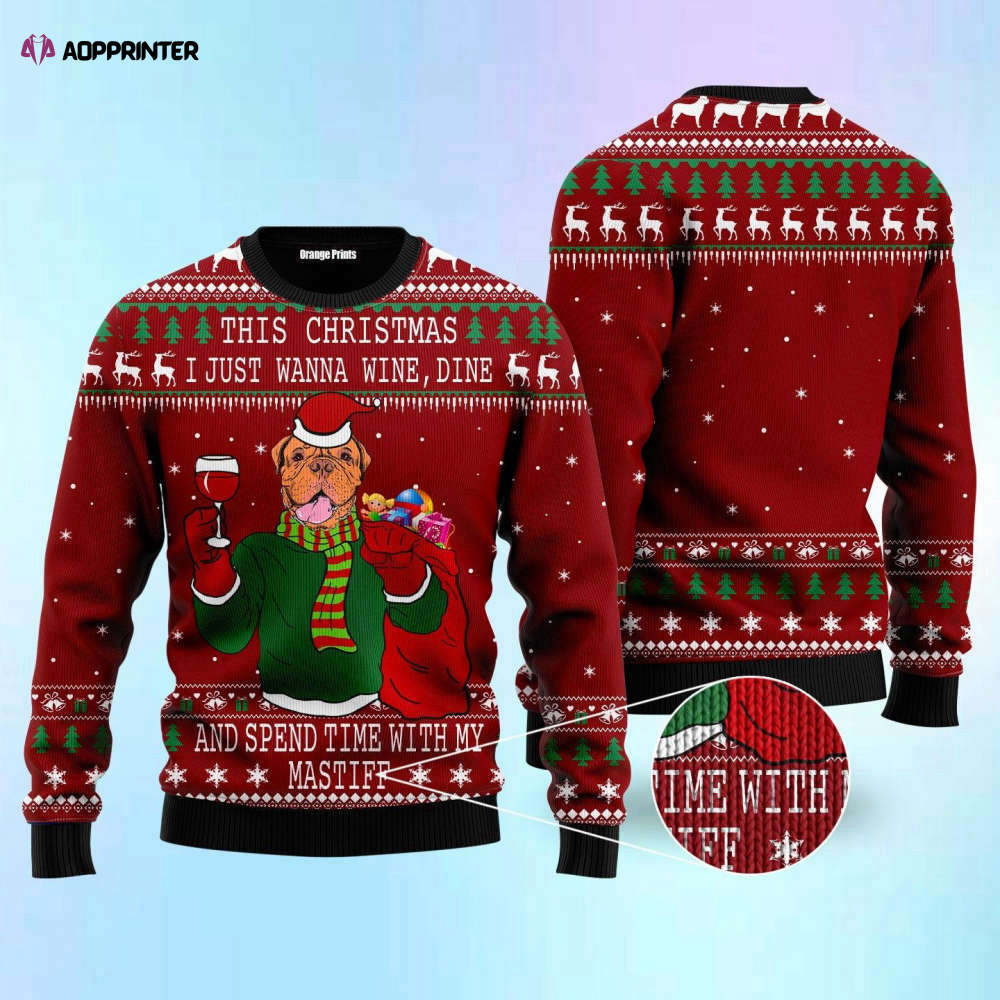 Mastiff Ugly Christmas Sweater: Spend Quality Time Men & Women US4388 Mastiff Ugly Christmas Sweater: Spend Quality Time Men & Women US4388
