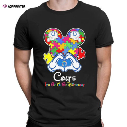 Mickey Mouse Love Indianapolis Colts Autism Its Ok To Be Different T-shirt
