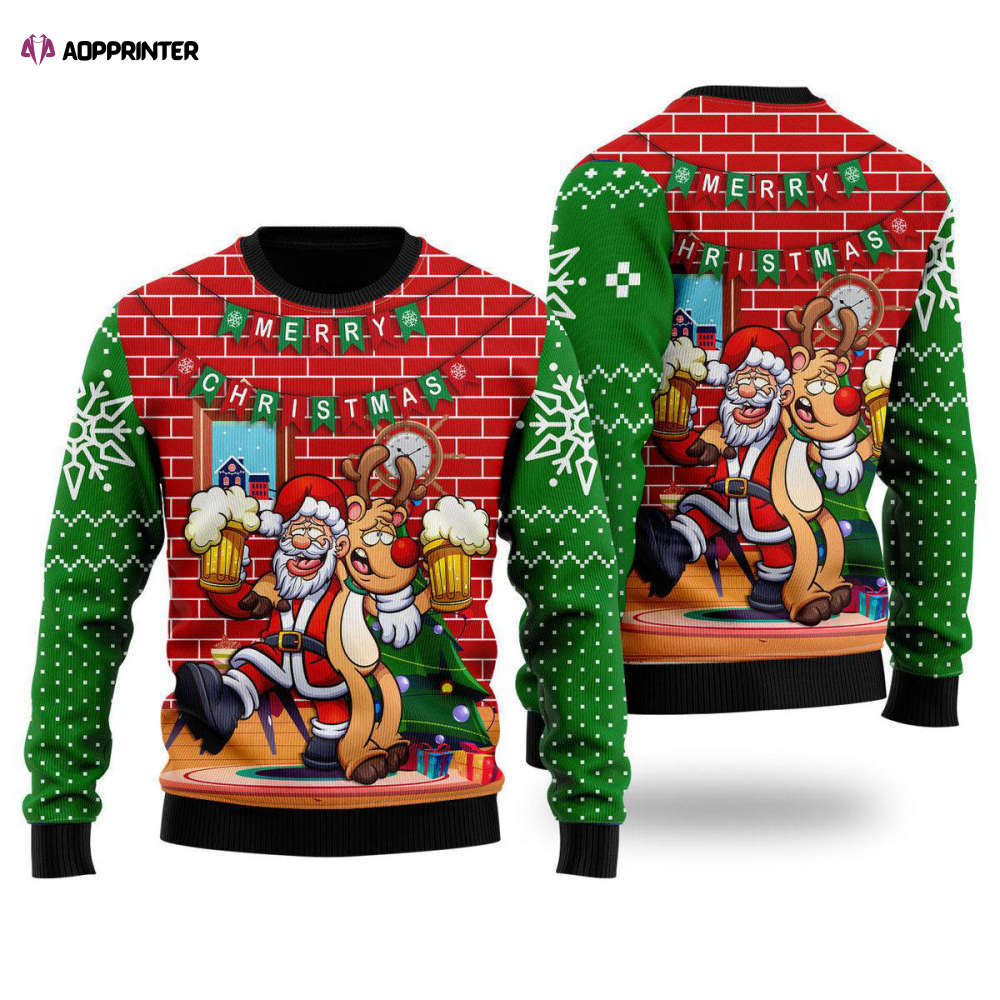 Oktoberfest Funny Santa Ugly Christmas Sweater – Drink Beer With Reindeer – Men & Women Oktoberfest Funny Santa Ugly Christmas Sweater – Drink Beer With Reindeer – Men & Women