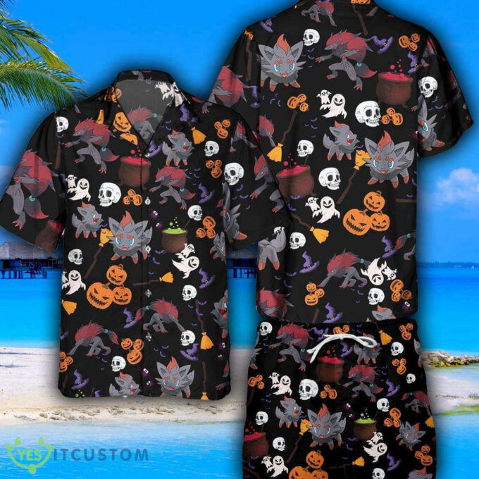 Pokemon Zorua Halloween Combo Hawaiian Shirt & Shorts – Summer Beach Gift for Men & Women