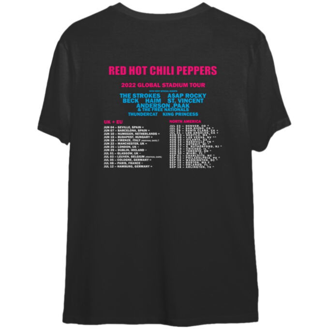 Red hot chili peppers 2022 global stadium tour shirt