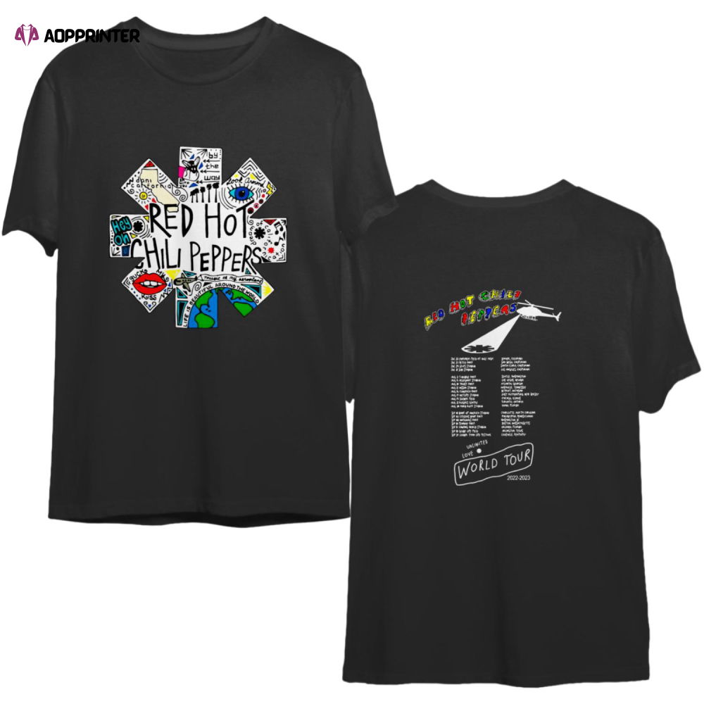 Red Hot Chili Peppers Unlimited Love World Tour 2022 2023 Double Sided Shirt Red Hot Chili Peppers Unlimited Love World Tour 2022 2023 Double Sided Shirt