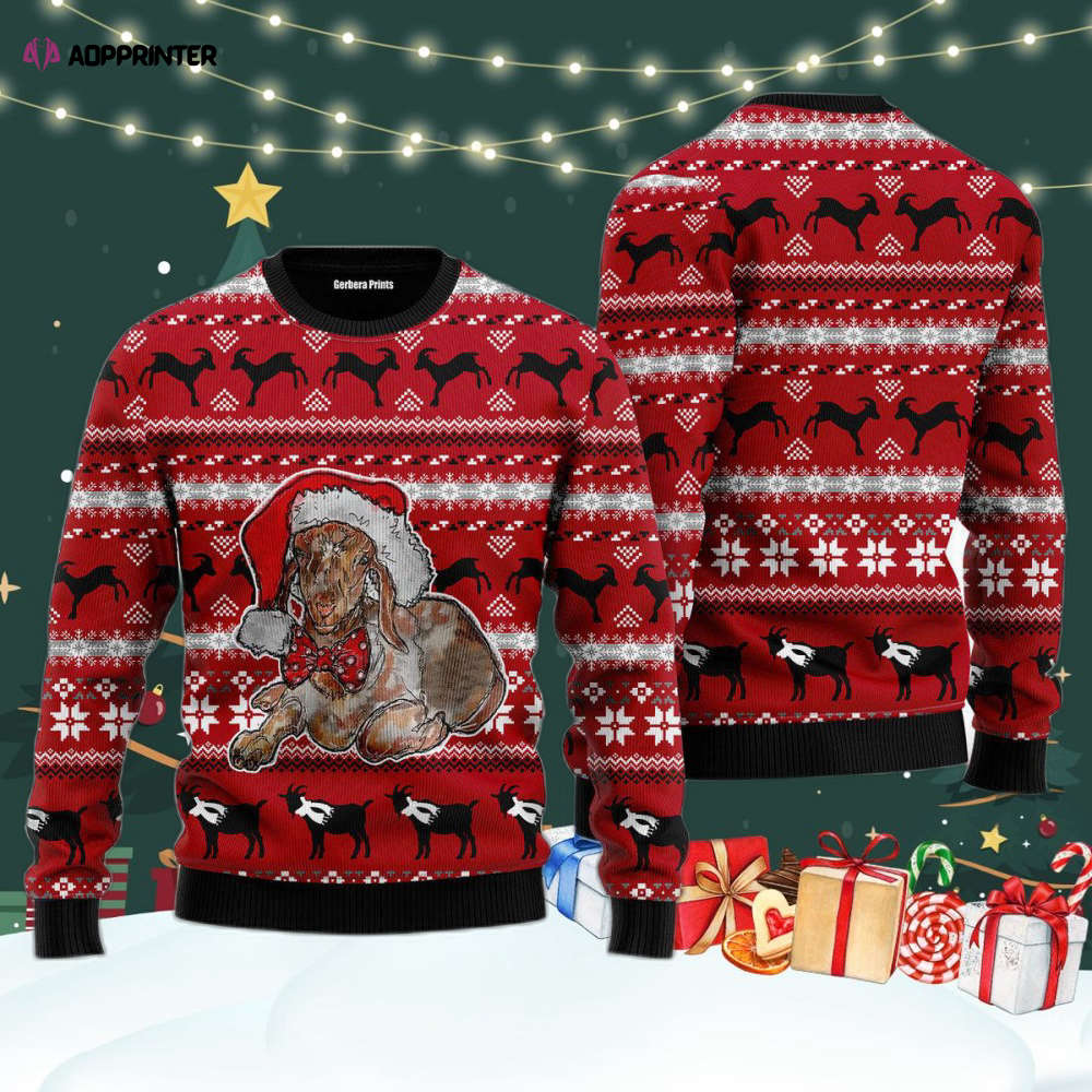 Santa Goat Ugly Christmas Sweater For Men & Women Adult US4348 Santa Goat Ugly Christmas Sweater For Men & Women Adult US4348