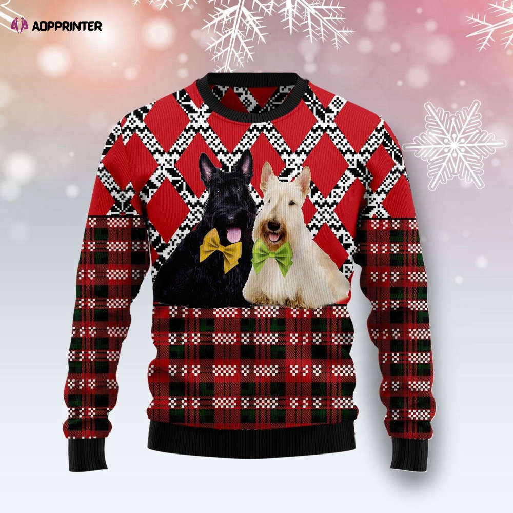 Scottish Terrier Black And White Ugly Christmas Sweater – Unisex Adult US4385 Scottish Terrier Black And White Ugly Christmas Sweater – Unisex Adult US4385